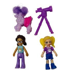Polly Pocket 2 Doll Friends Poodle And Video Camera Play Toy Lot